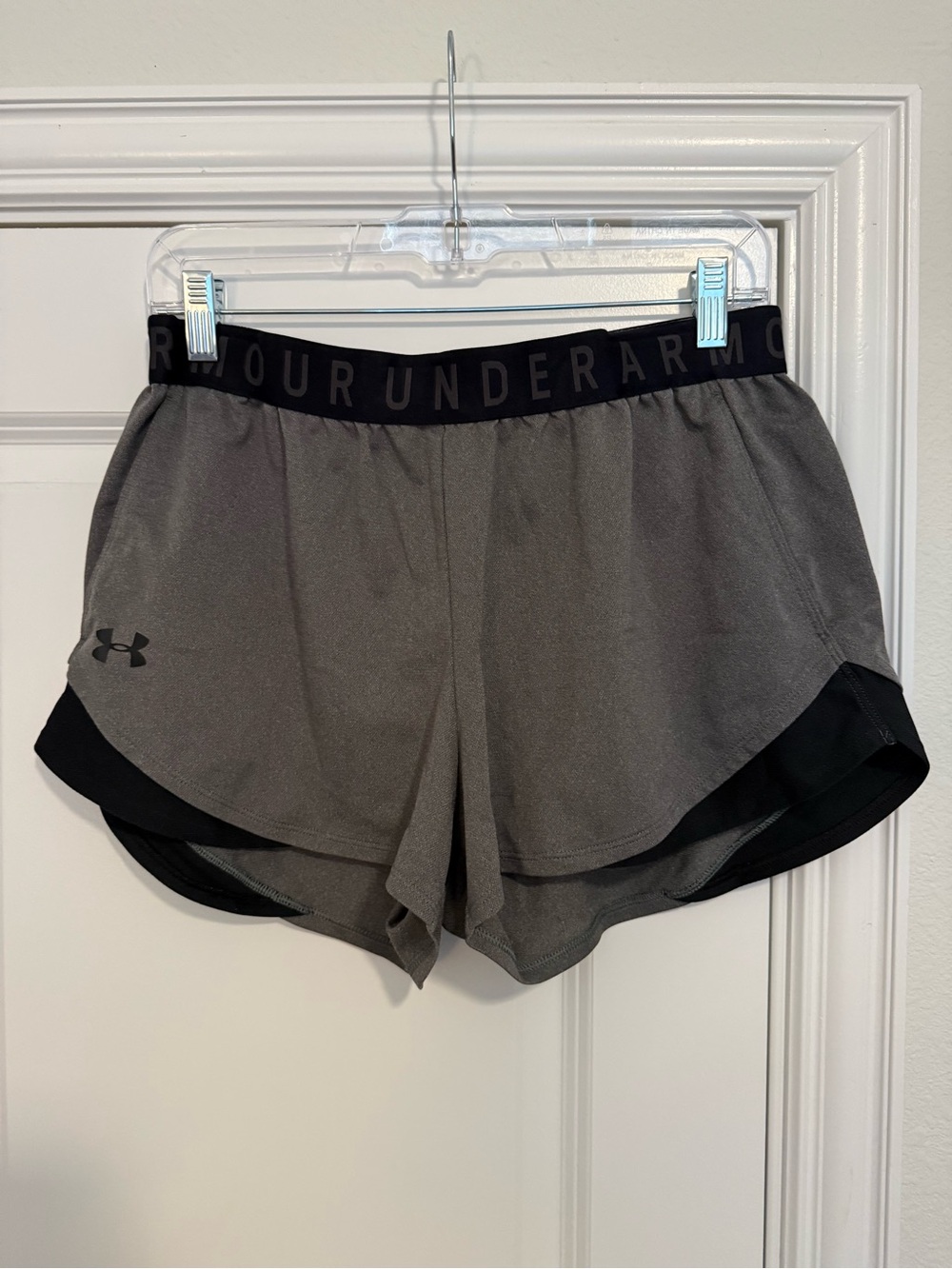 Under Armour Women's Gray Athletic Layered Shorts with Black Trim